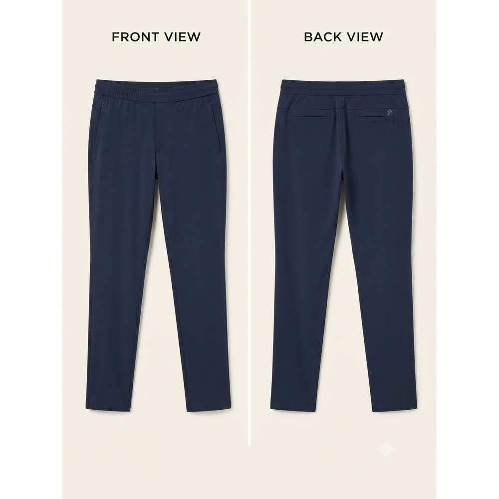 Public Rec All Day Every Day Pants Mens 34/36 Navy Blue Stretch Tapered Trousers